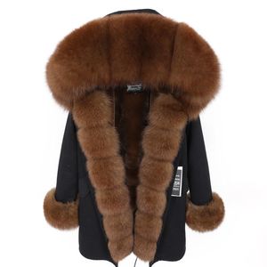 Manteau d'hiver en fausse fourrure pour femme, col véritable, Long, ample et détachable, 2023