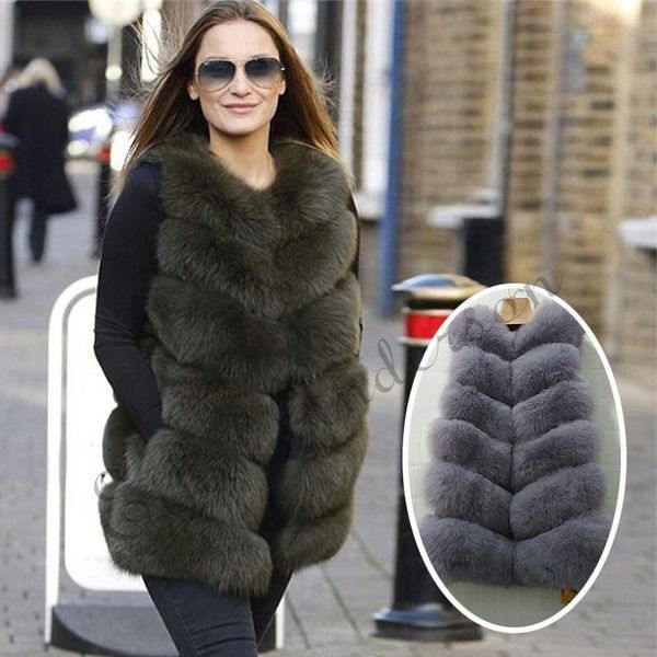 Manteau en fausse fourrure pour femme, doudoune véritable, gilet Long naturel, vêtements d'hiver