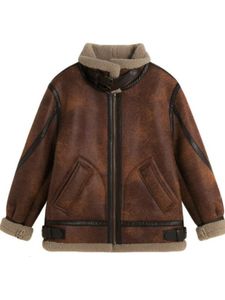 Femmes Fourrure Faux Femmes Manteaux En Cuir Mouton Shearling Épaissir Veste Dame De Mode À Manches Longues Zippée Survêtement Hiver Chaud Manteau 221123