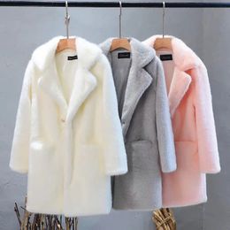 Manteau en fausse fourrure pour femme, manteau de vison solide, col rabattu, chaud d'hiver, veste décontractée, 231026