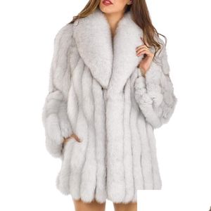 Dames bont faux dames mink lagen vrouwen 2022 winter mode roze jas elegant dik warm bovenkleding nepjack chaquetas mujer s-10 dhfop