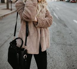 Femmes fourrure Faux Wontive élégant manteau femmes 2022 automne hiver épais chaud doux polaire veste poche survêtement pardessus