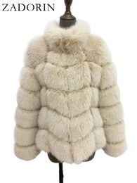 Frauen Pelz Faux ZADORIN Winter Kleidung Für Frauen Stehkragen Spleißen Langarm Mantel Schwarz Weiß Flauschigen Jacke Mäntel 231116