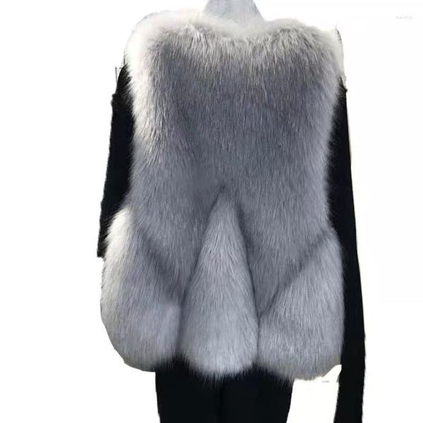 Femmes fourrure femme gilet manteau automne chaud fausse veste surdimensionné dames mode sans manches extérieur G67