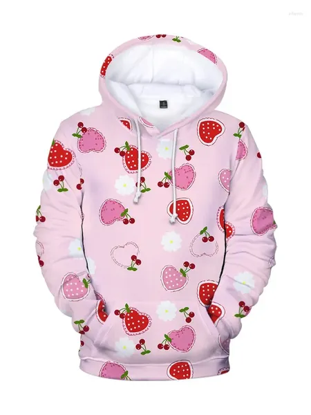 Mujer Piel Fruta Fresa Cereza 3D Color Suelto Pareja Sudadera Con Capucha Abrigo Personalizado