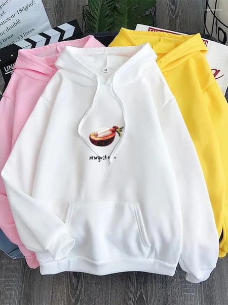 Suéter de frutas de piel para mujer | Sudadera con capucha holgada de estilo coreano a principios de otoño 2024, manga larga con estampado de chica linda