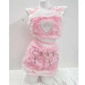 Vêtements gothiques en fourrure pour femmes Y2k PinkFaux accessoires Faux Harajuku Kawaii mode