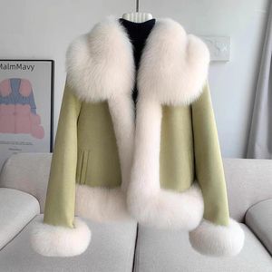 Doudoune verte en fourrure pour femme, manteau chaud intégré à Faux col, à la mode, kaki, de haute qualité, hiver 2024