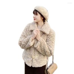 Fourrure pour femme Haining2023 Corne Canard Imitation Rex Mode Manteau En Hiver Woose Chaud Laine D'agneau En Peluche Tid