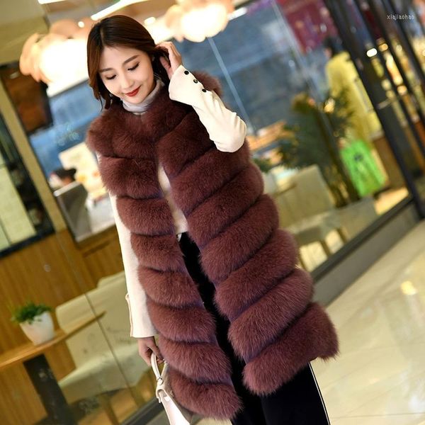 Femmes fourrure cheveux gilet manteau longue dame automne et hiver tout cuir cheval pince Slimautomne peau