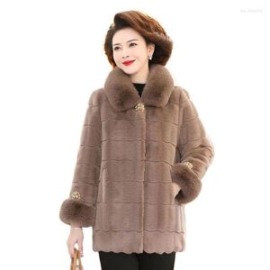 Veste d'hiver en fourrure pour femme, haut de gamme, Imitation velours de vison, manteau en laine occidentale mi-long, Trench pour femme d'âge moyen, 2022
