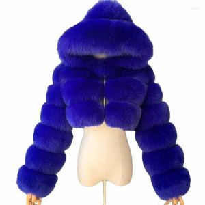 Femmes Fourrure Haute Qualité Fourrure Recadrée Faux Manteaux Vestes Femmes Fluffy Top Avec Capuche Hiver Fourrure Manteau Femme JH137