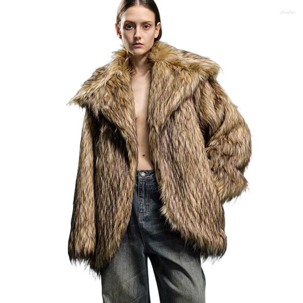Manteau d'hiver en fausse fourrure de raton laveur pour femme, vêtement d'hiver, respectueux de l'environnement, épais, moyen, décontracté et chaud, S-9XL
