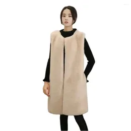 Imitation de fourrure pour femmes manteau sans manches longues vestes lnternet célébrités volutives de vison de vison hiver