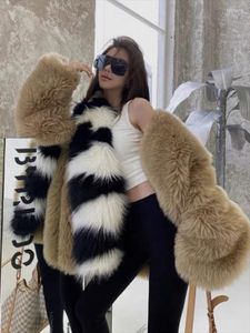 Femmes de Fourrure KBAT Patchwork À Manches Longues Faux Manteau Femmes Hiver Mode Chaud Manteaux Survêtement Faux Veste Vêtements