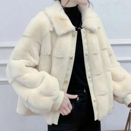 Manteau de vison ample coréen en fourrure pour femmes, veste courte chaude et épaisse, mode de luxe, vêtements d'extérieur pour mères, hiver 2023