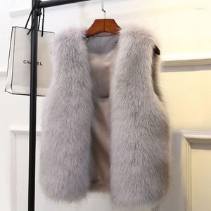Grand manteau d'hiver en fourrure pour femmes pour femmes en coton et gilet chaud amincissant Imitation gilet épaules plus épaisses