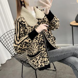 Femmes fourrure léopard manteau court épais chaud impression Faux vison surtout femmes vêtements Raglan à manches longues fille ample doux moelleux veste