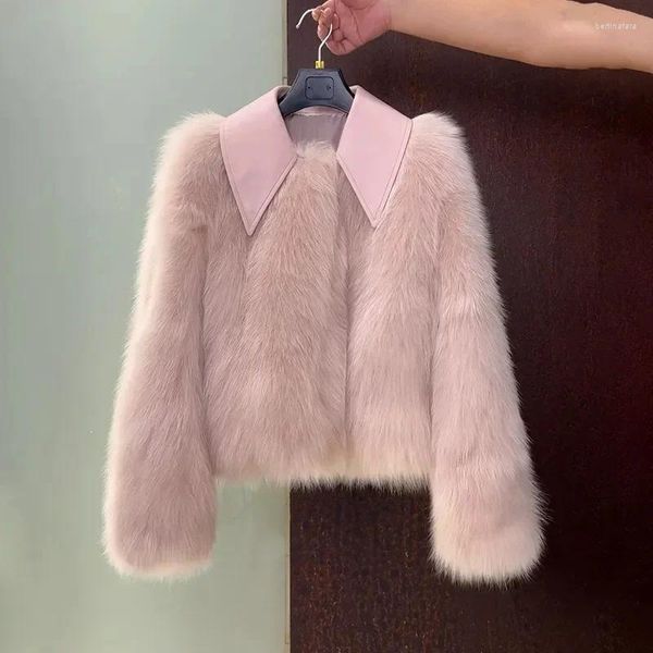 LKSK – veste en fourrure pour femmes, une pièce, mode coréenne automne/hiver, petit manteau court parfumé, 2024