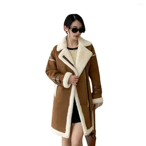 Manteau Long doublé de fourrure pour femmes, fausse veste d'hiver pour femmes, vêtements d'extérieur, peluche épaisse, chaude et moelleuse, à la mode, 2023