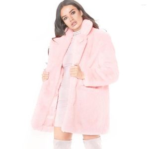 Dames vacht lange dames faux jas casual massieve losse zachte aflever vrouwelijk 7 kleur luxe teddy jas roze dik