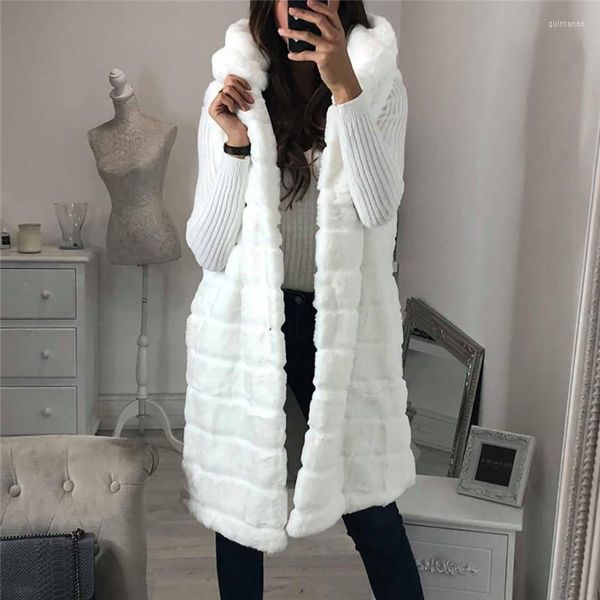 Chaleco de piel sintética Lugentolo para mujer, moda de invierno, chaqueta sin mangas con capucha, chalecos de felpa informales cálidos y sueltos