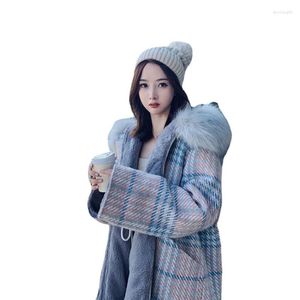 Vrouwen Bont Luxe Capuchon Winterjassen Voor Vrouwen 2023 Koreaanse Pluche Jas Dames Geruit In Outerwears Vrouwelijke Lange Jas
