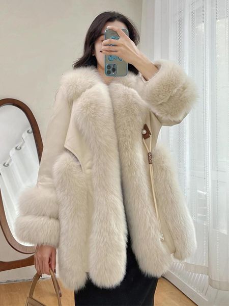 Manteau mi-long en fourrure pour femme, épais, épissage, Imitation cheveux, haut de gamme, hiver