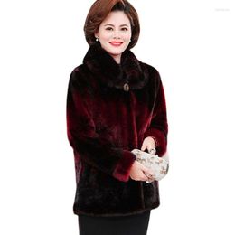 Fourrure pour femmes d'âge moyen et âgées mères mode hiver manteau décontracté vison polaire Extra épais grand-mère tempérament femme