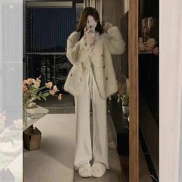 Miiix – manteau intégré blanc en fourrure pour femmes, à la mode coréenne, Style jeune respectueux de l'environnement, 2024