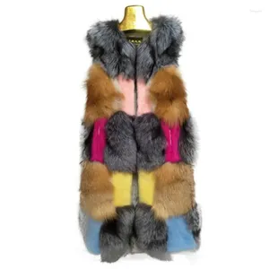 Gilet en fausse fourrure de vison pour femme, manteau d'hiver mi-long aux couleurs assorties, mode anglaise, Kobiety, 2023