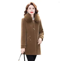 Manteau Long et Slim en velours de vison pour femmes d'âge moyen, à la mode et Noble, vêtements rembourrés de coton chauds d'hiver, tendance.