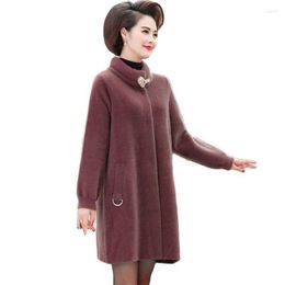 Chaqueta de terciopelo de imitación de visón para mujer, abrigo de lana holgado con temperamento, sección de longitud media, invierno, 2022