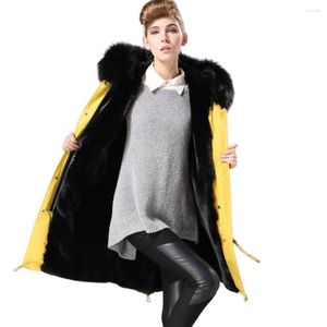 Mujer Fur Mr And Mrs Long Black Faux Lined Parka Impermeable Mujer Ropa Abrigo amarillo