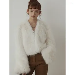 Damesbont MUXI Iconische mode Winter Casual V-hals Veelzijdige effen kleur Schone versie Korte jassen