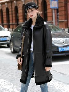 OFTBUY – manteau en fourrure véritable pour femme, veste d'hiver, Double face en cuir de mouton naturel, épais et chaud, Streetwear, vêtements d'extérieur