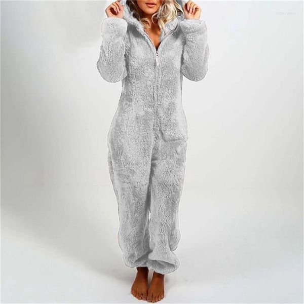 Pijama de una pieza de piel para mujer, ropa de dormir de lana de invierno para el hogar, mono cálido y grueso para Cosplay, ropa de casa de oso, mono, disfraz