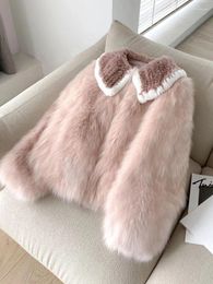 Manteau court en fourrure rose pour femme, haut épais et chaud, de tempérament à la mode, Style hiver 2023