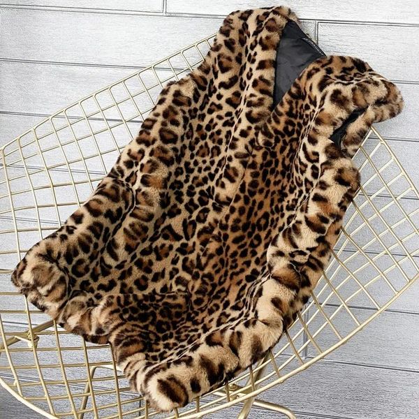 PULABO Chaqueta de Invierno con Estampado de Leopardo de imitación Rex Europea y Americana de Piel para Mujer