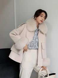 Manteau de fourrure véritable pour femmes pour femme hiver élégant véritable laine cachemire mélange chaud veste à glissière séparable deux pièces ensembles Chic Outerwe