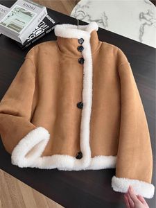 Vêtement réversible en fourrure pour femme en daim intégré veste en peluche manteaux spécialement doublé femme hiver dans des vêtements extérieurs