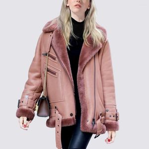 Dames bont Russische winter vrouwen faux jas roze blauw ivoor vrouw lederen jassen bovenkleding jassen streetwear automotive overjas