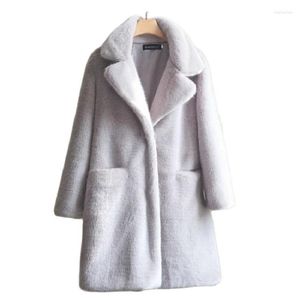 Fourrure pour femmes S-6XL mode hiver femmes vêtements col rabattu Long pardessus Faux Trench Coat