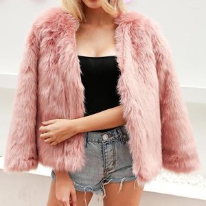 Dames bont sexy nertsjas vrouwelijk roze en wit kunstleer jas om warm te houden kort
