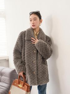 Women's Fur Sheared Wool Coat Female Lamb Particle Velvet One Long Coltsfoot.