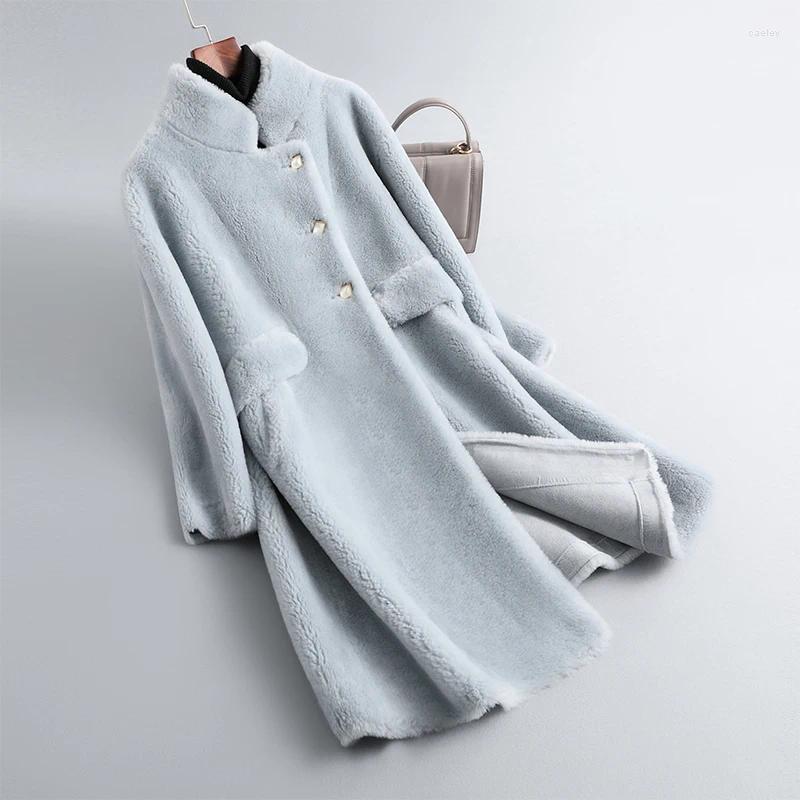 Women's Fur Small Stand Up Collar Sheep Sheared Wool Coat Pure Integrated 2024 Winter Young Lamb For Women