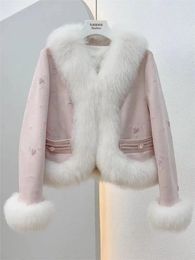Faux manteaux de tempérament de fourrure pour femmes, élégants coréens, épais et chauds, hiver 909% duvet de canard blanc, pardessus de Style chinois à la mode 2023