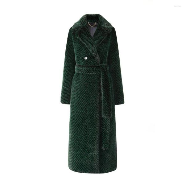 Manteau d'hiver Slim en fourrure pour femmes, fausse fleur et vison, Long, moulant à la taille, 2023