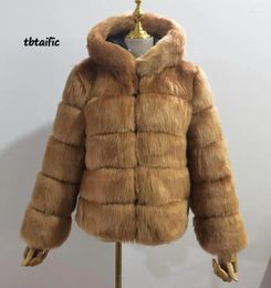 Fourrure femme le manteau à capuche artificielle Eu USA automne et hiver mi-long multicolore multi-taille en option pour femme