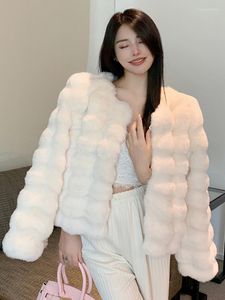 TPJB – Faux manteaux d'hiver en fourrure pour femmes, Cardigan à manches longues sans col, de haute qualité, vestes artificielles, vêtements d'extérieur